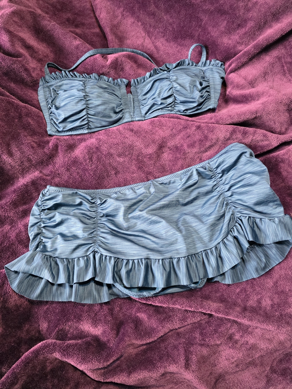 Betsey Johnson Light Blue Ruffled Bikini Set W Two Tops